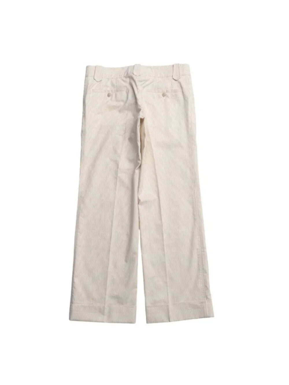 Dolce & Gabbana Wide Pants 48 Cigarette Striped Pattern Logo Plate Cotton Linen